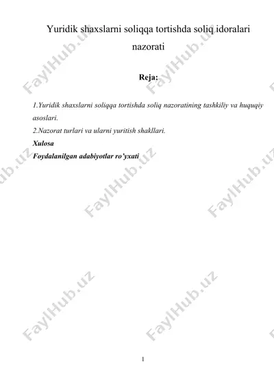 soliqqa tortishda soliq nazorati — DOCX