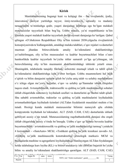 malakali kadrlar tayyorlashning rivojlanishi konsepsiyasi — DOCX