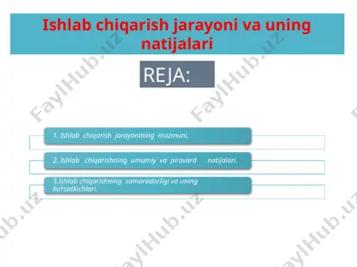 ishlab chiqarish jarayoni va uning natijalari — PPTX