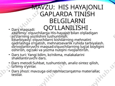 his-hayajonligaplardatinish belgilarni qo'llanilishi — PPTX
