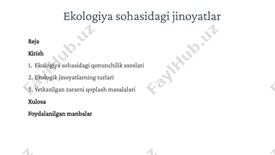 ekologiyasohasidagi jinoyatlar — PPTX