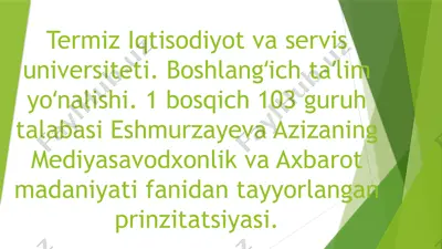 mediasavodxonlikni baholash — PPTX