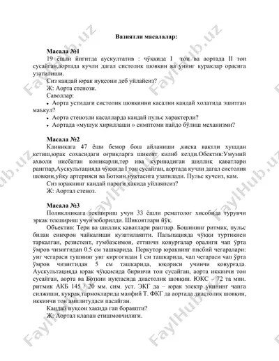 yurolar jihatidan aortada stenozni sinash — DOCX