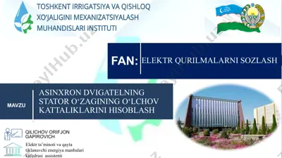 elektr ta’minoti va qayta tiklanuvchi energiyamanbalarikafedrasiassistenti — PPTX