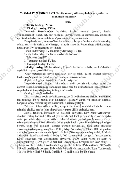 favqulotda vaziyatlar va muhofaza tadbirlari — DOCX