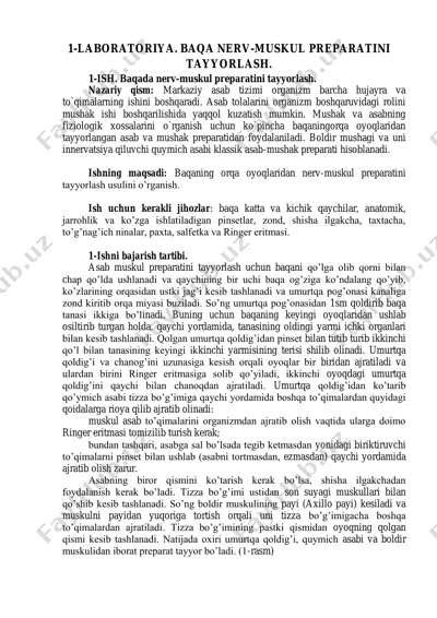 baqa nerv-muskul preparatini tayyorlash laboratoriyasi — PDF