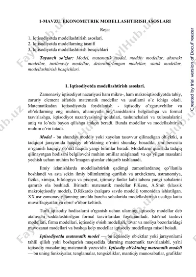ekonomik modellashtirish asoslari — PDF