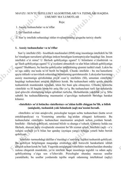 sun’iy intellekt algoritimlari va tizimlari — DOCX