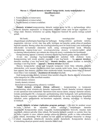 tizimli dasturiy ta’minot faniga kirish. — DOCX