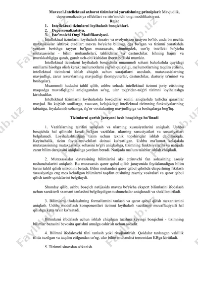 intellektual axborot tizimlarini yaratishning prinsiplari — DOCX
