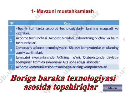 borigabarakat texnologiyasi — PPTX