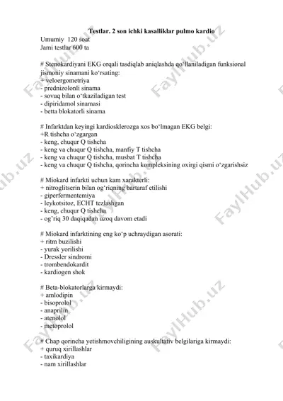 kardiovaskulyar sinov matn biologiyasi — DOCX