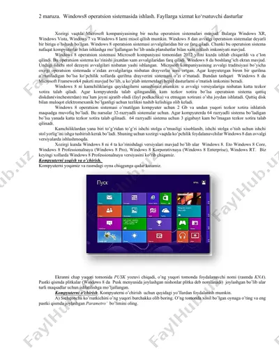 windows 8 operatsion sistema — DOCX