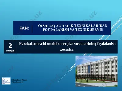 mobil energiya vositalarining foydalanish xossalari — PDF