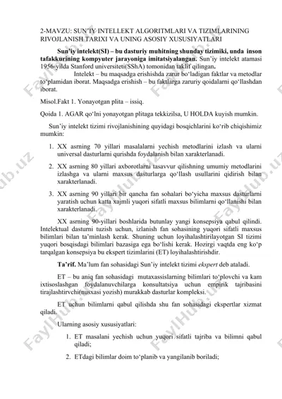 sun’iy intellekt algoritmalar va tizimlar — DOCX
