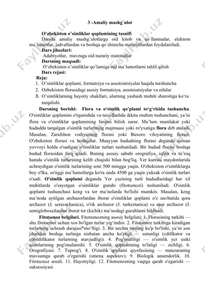 o‘zbekiston o’simliklar qoplamining tasnifi — DOCX