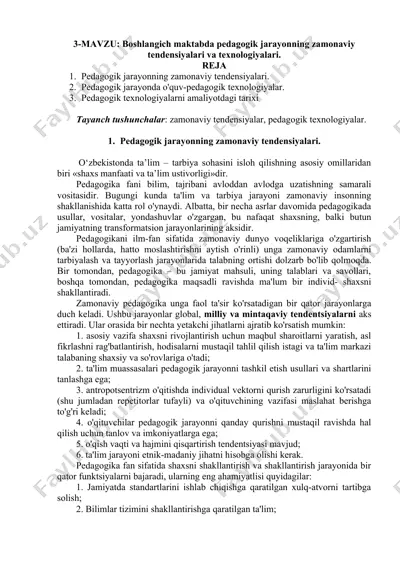 boshlang'ich maktabda pedagogik jarayonning zamonaviy tendensiyalari va texnologiyalari — DOC