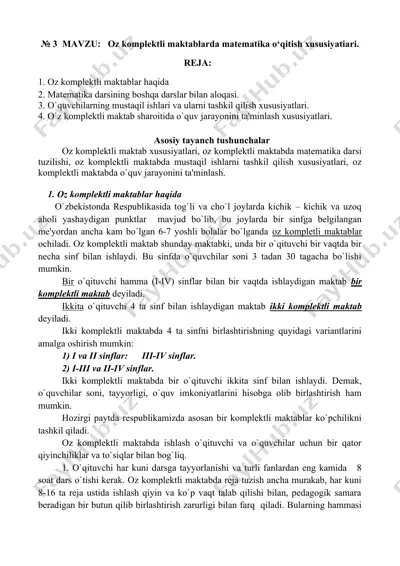 oz komplektli maktablarda matematika o‘qitish xususiyatlari — DOCX