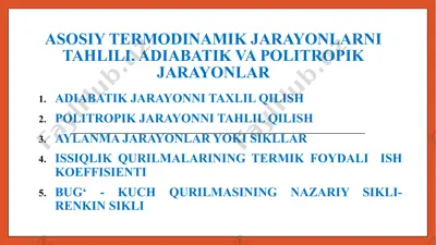 issiqlik texnikasining nazariy asoslari — PPTX