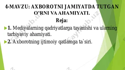 axborotni jamiyatda tutgan o'rni va ahamiyati — PDF