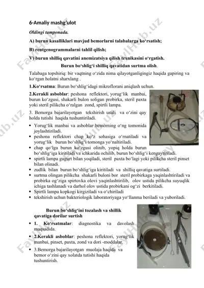 burun shilliq qavatini anemizatsiya texnikasi — DOCX