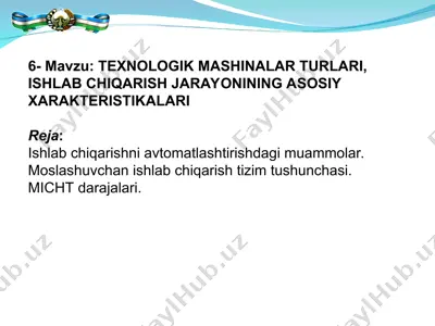 avtomatlashtirish muammolari va micht darajalari — PPT