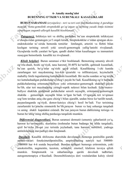 burun saramasi (erysipeles) — DOCX