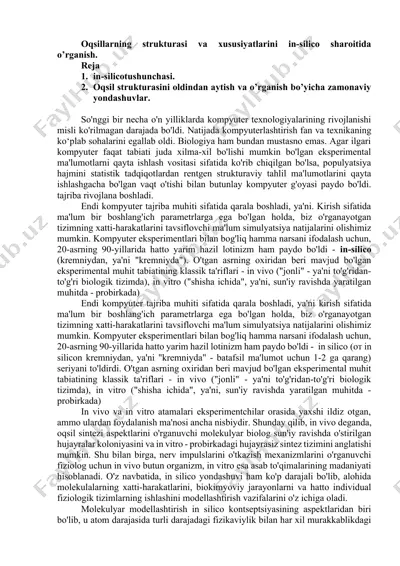 kompyuter tajriba muhiti va in-silico tushunchasi — DOCX