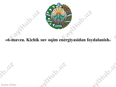kichik suv oqim energiyasidan foydalanish — PPTX