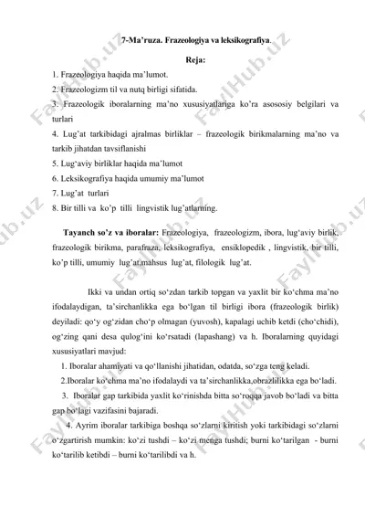 frazeologiya va leksikografiya — DOCX