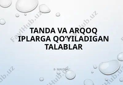 iplar zichligi – to'qimani 10 sm ga to'g'ri keladigan tandayoki arqoqiplar — PPTX