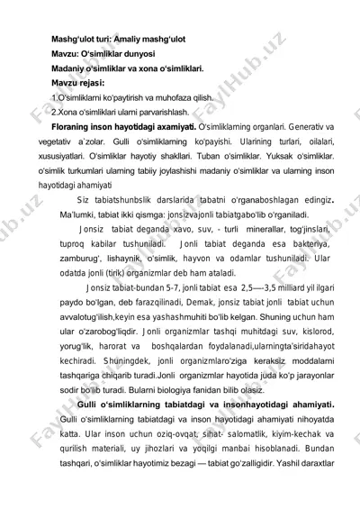 o‘simliklar dunyosi — PDF