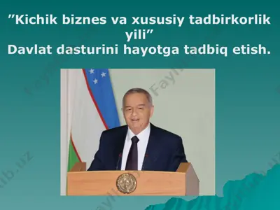 ”kichik biznes va xususiy tadbirkorlik yili” davlat dasturini hayotga tadbiq etish — PPT