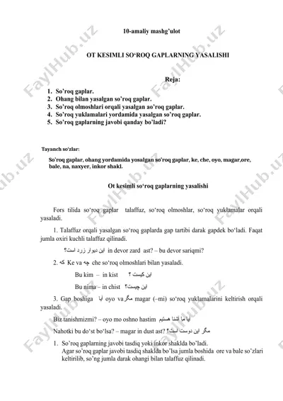 ot kesimli so‘roq gaplarning yasalishi — DOCX