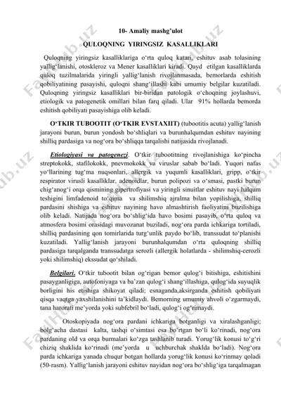 quloqning yiringsiz kasalliklari — DOCX