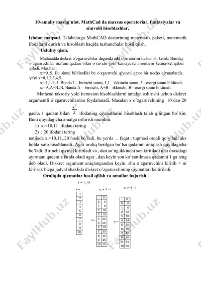 mathcad matematik paketi — DOCX
