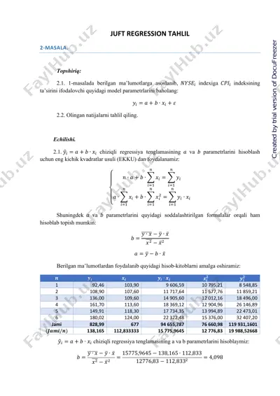 juft regression tahlil — PDF
