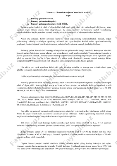 jismoniy daraja ma’lumotlarini uzatish — DOCX