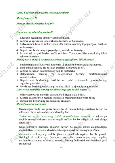 endokrin tizim (ichki sekretsiya bezlari) — DOC