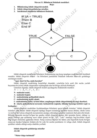 bilimlarni ifodalash modellari — DOCX