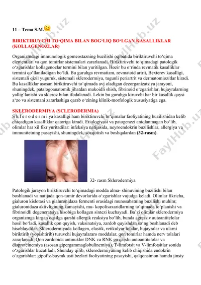 biriktiruvchi to‘qima bilan bog‘liq bo‘lgan kasalliklar (kollagenozlar) — PDF