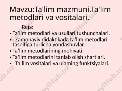 ta'lim metodlari va vositalari — PPTX