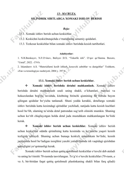 xomaki ishlov berish uchun keskichlar — DOCX