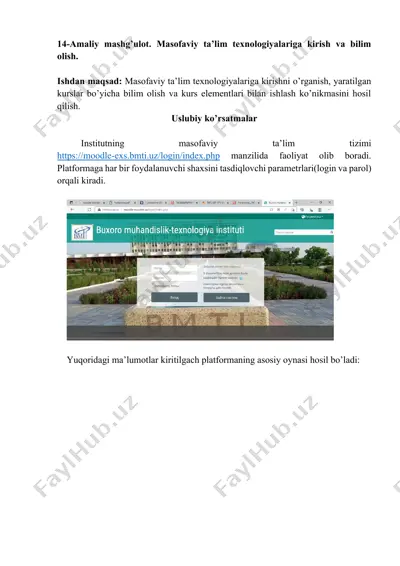 masofaviy ta'lim texnologiyalariga kirish va bilim olish — DOCX