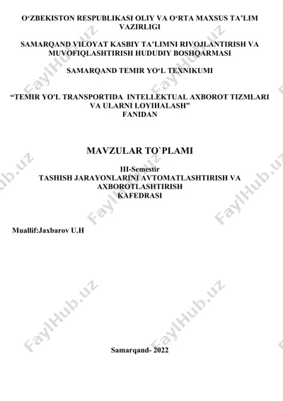 intellektual axborot tizimlari va ularni loyihalash — DOCX