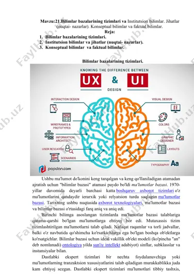 bilimlar bazalarining tizimlari va institutsion bilimlar — DOCX