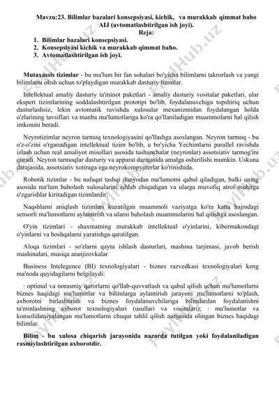 mahsulot nomi: bilimlar bazalari konsepsiyasi — DOCX