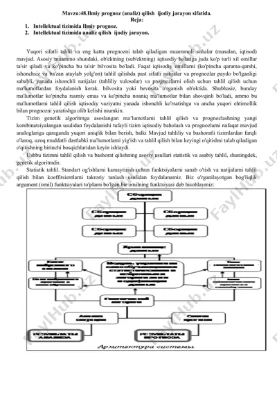 intellektual tizim uchun ilmiy prognoz analizi — DOCX