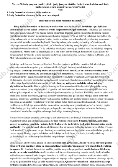 ilmiy prognoz (analiz) qilish — DOCX
