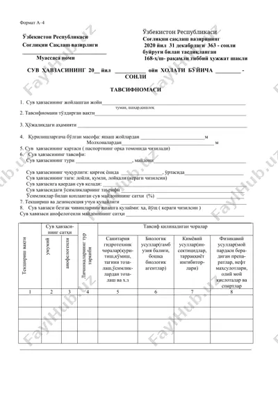 suvozgari tavsifnoma — DOC